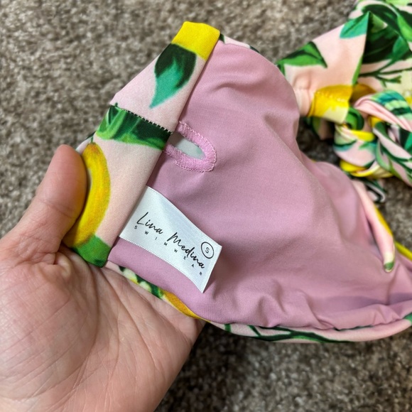 Lina Medina Two-Piece Bikini Tropical Resort Wear Swimsuit One Shoulder NEW - Picture 9 of 9